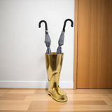 16" Gold Aluminum Firefighter Boot Umbrella Stand