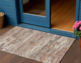 3' X 5' Terra Cotta And Beige Abstract Washable Indoor Outdoor Area Rug
