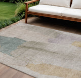 8' X 10' Beige And Taupe Abstract Washable Indoor Outdoor Area Rug