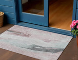 3' X 5' Blush And Gray Abstract Washable Indoor Outdoor Area Rug