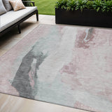 5' X 8' Blush And Gray Abstract Washable Indoor Outdoor Area Rug