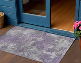 3' X 5' Purple And Gray Abstract Washable Indoor Outdoor Area Rug