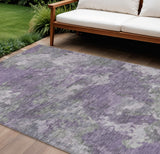 8' X 10' Purple And Gray Abstract Washable Indoor Outdoor Area Rug