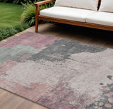 8' X 10' Blush Sage And Charcoal Abstract Washable Indoor Outdoor Area Rug