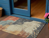 3' X 5' Rust Beige And Charcoal Abstract Washable Indoor Outdoor Area Rug