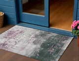 3' X 5' Blush And Emerald Geometric Washable Indoor Outdoor Area Rug