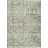 5' X 8' Fern Green And Ivory Geometric Washable Indoor Outdoor Area Rug