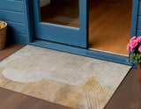 3' X 5' Gold And Ivory Geometric Washable Indoor Outdoor Area Rug