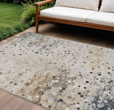 8' X 10' Ivory And Taupe Abstract Washable Indoor Outdoor Area Rug