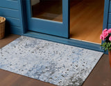 3' X 5' Sky Blue And Gray Abstract Washable Indoor Outdoor Area Rug
