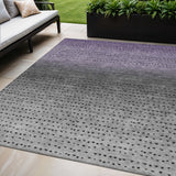 5' X 8' Purple And Gray Abstract Washable Indoor Outdoor Area Rug