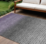 8' X 10' Purple And Gray Abstract Washable Indoor Outdoor Area Rug