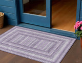3' X 5' Lavender And Ivory Geometric Washable Indoor Outdoor Area Rug