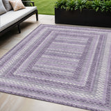 5' X 8' Lavender And Ivory Geometric Washable Indoor Outdoor Area Rug