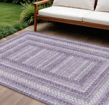 8' X 10' Lavender And Ivory Geometric Washable Indoor Outdoor Area Rug