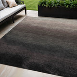 5' X 8' Black And Silver Ombre Washable Indoor Outdoor Area Rug