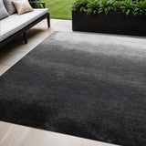 5' X 8' Gray And Silver Ombre Washable Indoor Outdoor Area Rug