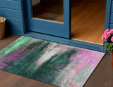 3' X 5' Green Blush And Ivory Abstract Washable Indoor Outdoor Area Rug