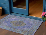 3' X 5' Purple And Gold Medallion Washable Indoor Outdoor Area Rug