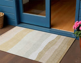 3' X 5' Wheat Gold And Beige Striped Washable Indoor Outdoor Area Rug