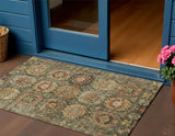 3' X 5' Artichoke Green Gold And Beige Medallion Washable Indoor Outdoor Area Rug