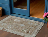 3' X 5' Brown And Gray Tribal Washable Indoor Outdoor Area Rug