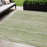 5' X 8' Sage And Ivory Ogee Washable Indoor Outdoor Area Rug