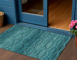 3' X 5' Turquoise And Aqua Ogee Washable Indoor Outdoor Area Rug