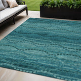 5' X 8' Turquoise And Aqua Ogee Washable Indoor Outdoor Area Rug