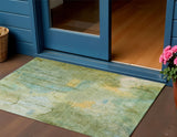 3' X 5' Sage And Gold Abstract Washable Indoor Outdoor Area Rug