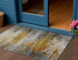 3' X 5' Copper And Gray Abstract Washable Indoor Outdoor Area Rug