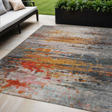 5' X 8' Terra Cotta And Beige Abstract Washable Indoor Outdoor Area Rug