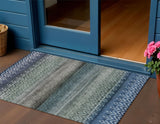 3' X 5' Blue And Gray Geometric Washable Indoor Outdoor Area Rug
