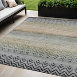 5' X 8' Gray And Copper Geometric Washable Indoor Outdoor Area Rug