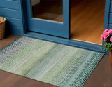 3' X 5' Teal Blue And Green Geometric Washable Indoor Outdoor Area Rug