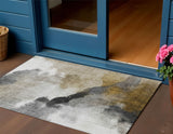 3' X 5' Brown And Charcoal Abstract Washable Indoor Outdoor Area Rug