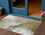 3' X 5' Green And Gold Abstract Washable Indoor Outdoor Area Rug