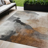 5' X 8' Rust And Charcoal Abstract Washable Indoor Outdoor Area Rug
