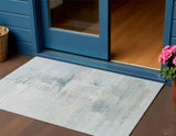 3' X 5' Sky Blue And Gray Abstract Washable Indoor Outdoor Area Rug