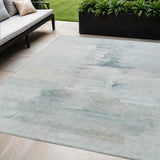5' X 8' Sky Blue And Gray Abstract Washable Indoor Outdoor Area Rug