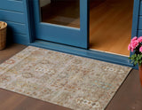 3' X 5' Beige And Copper Tribal Washable Indoor Outdoor Area Rug