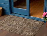 3' X 5' Brown And Copper Tribal Washable Indoor Outdoor Area Rug