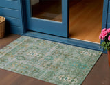 3' X 5' Sage And Gold Tribal Washable Indoor Outdoor Area Rug