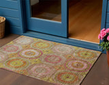 3' X 5' Orange Pink And Gold Geometric Washable Indoor Outdoor Area Rug