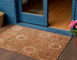 3' X 5' Terra Cotta Copper And Peach Geometric Washable Indoor Outdoor Area Rug