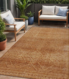 5' X 8' Copper And Ivory Geometric Washable Indoor Outdoor Area Rug