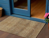 3' X 5' Khaki And Beige Geometric Washable Indoor Outdoor Area Rug