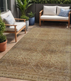 5' X 8' Khaki And Beige Geometric Washable Indoor Outdoor Area Rug