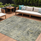 8' X 10' Pewter And Beige Abstract Washable Indoor Outdoor Area Rug