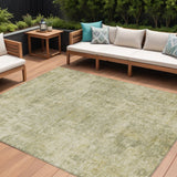 8' X 10' Sage And Beige Abstract Washable Indoor Outdoor Area Rug